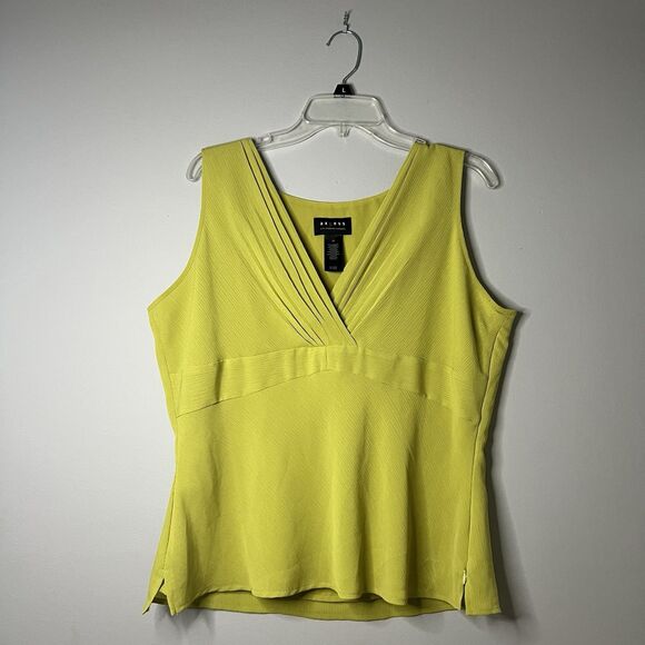 VTG Liz Claiborne Axcess Y2K Babydoll Tank‎ Top Green Ribbed Size 16 Lined - Picture 1 of 5